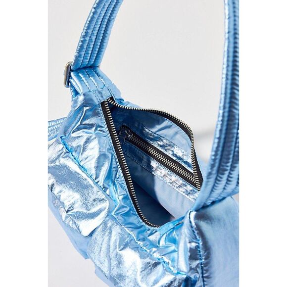 Baggu Blue Metallic Cargo Shoulder Bag Purse - Picture 6 of 8